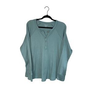 American Eagle Women’s Waffle Knit Long Sleeve Shirt, Green, Size L, GUC
